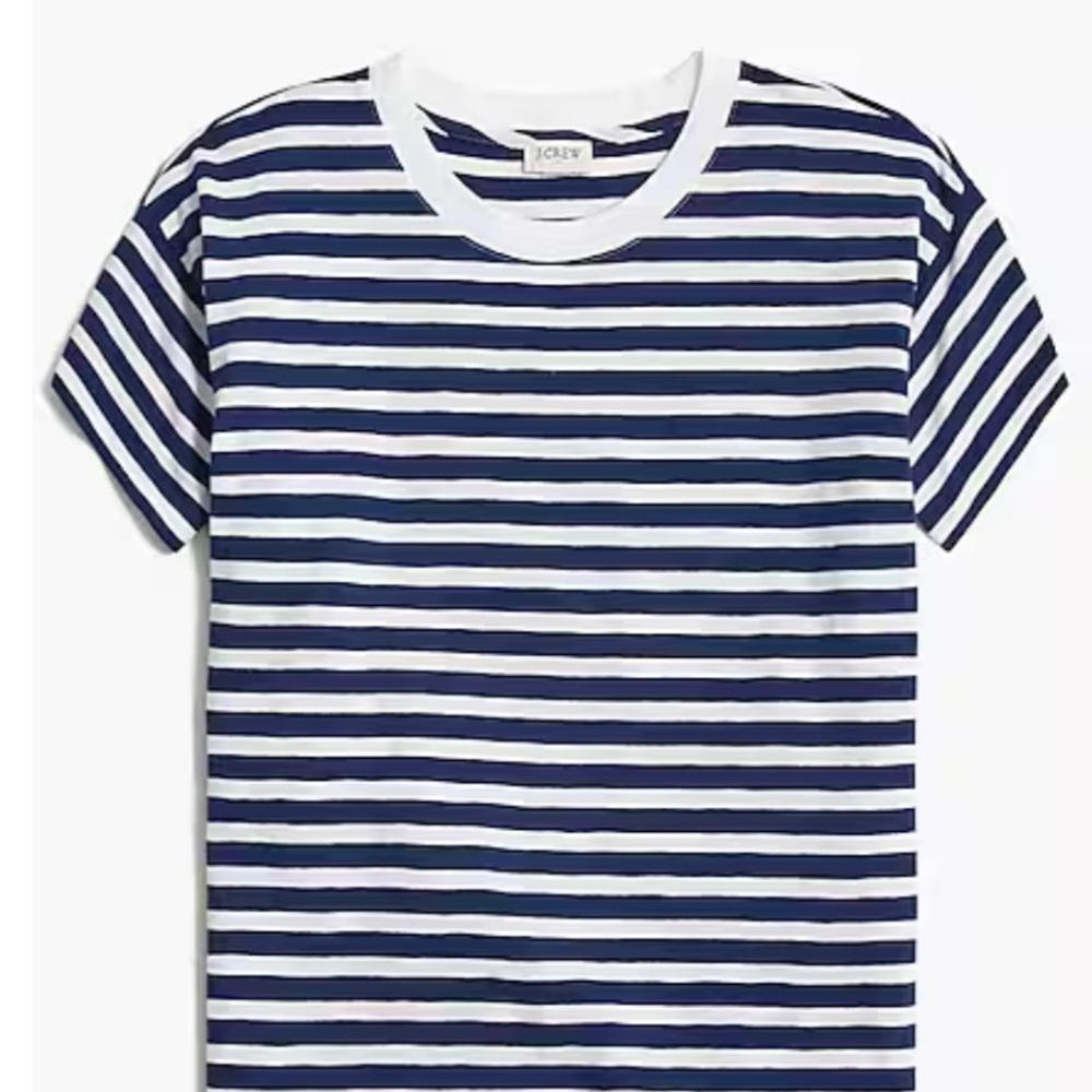 J.Crew Classic Navy and White Striped Tee